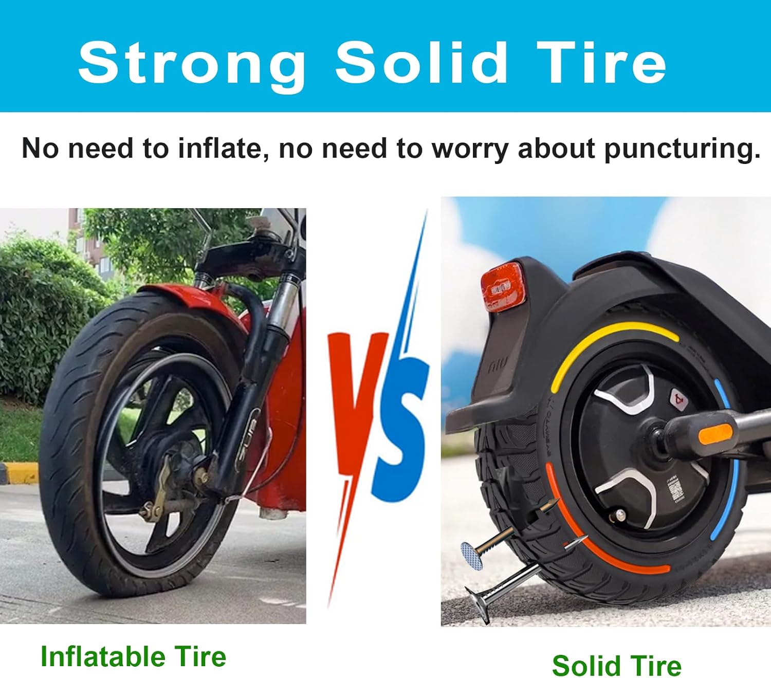 10x2.75/10x2.70-6.5 Electric Scooter Solid Tire, 70/65-6.5 Tire Replacement for Hover-1 Alpha, Hiboy Titan PRO, Emove Cruiser, Evercross H5,Dualtron 3,Speedway 5,Kugoo G-Booster G2 Pro- Black (2PCS)